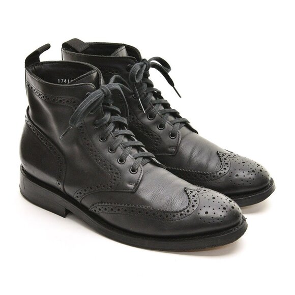 Men Thursday Black Wingtip Brogue Hand Made Boota 9 M - Picture 1 of 7